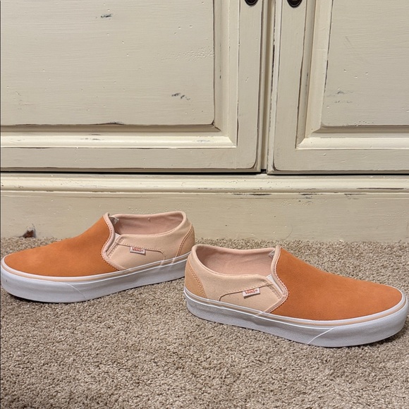 Vans Asher Platform Peach Color Block Slip-On Shoes - Picture 5 of 9